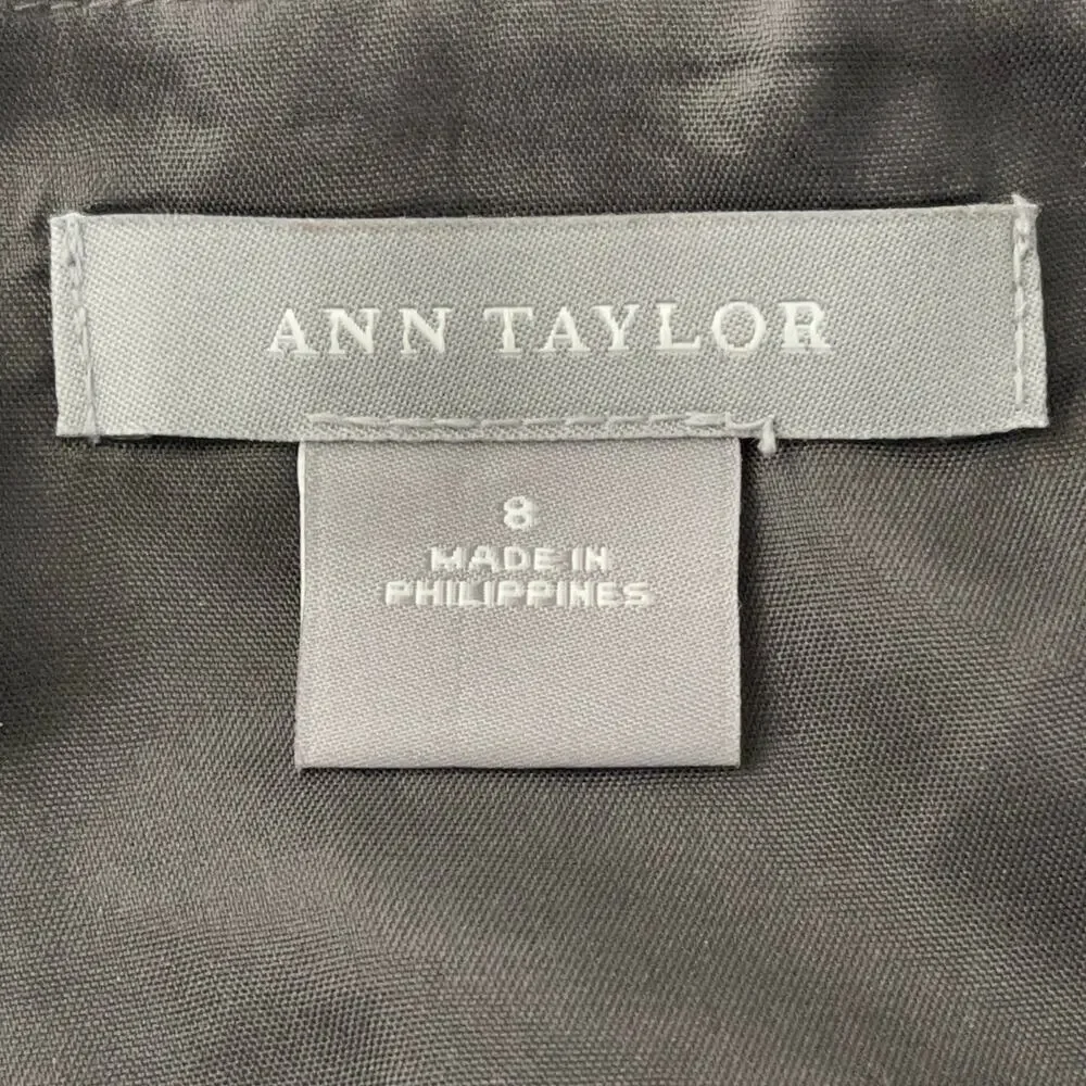 Ann Taylor Faux Button Front Skirt Side Zipper Brown 8